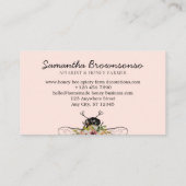 Blus Pink Cute Hearts Floral Apiary Honey Bee Visitekaartje (Achterkant)