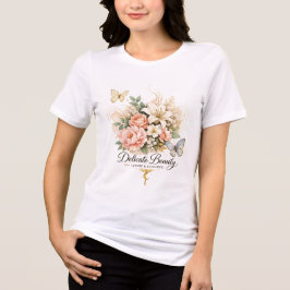 Blusa Oversize Blanca Mujer con Flores Elegantes  Tri-Blend Shirt