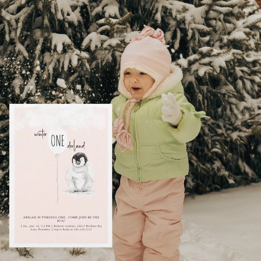 Blush 1st Birthday Winter Wonderland Birthday  Kaart