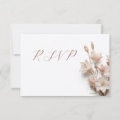 Blush 3D Boho Flowers Wedding RSVP Kaartje (Achterkant)