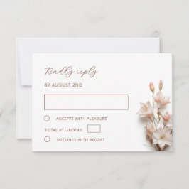 Blush 3D Boho Flowers Wedding RSVP Kaartje