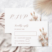 Blush 3D Boho Flowers Wedding RSVP Kaartje