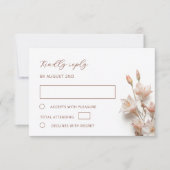 Blush 3D Boho Flowers Wedding RSVP Kaartje (Voorkant)