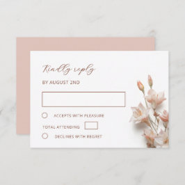 Blush 3D Boho Flowers Wedding RSVP Kaartje