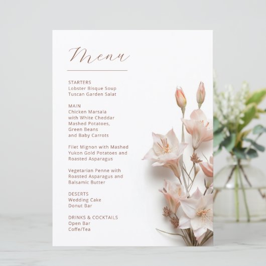 Blush 3D Boho Flowers White Menu (Staand voorkant)