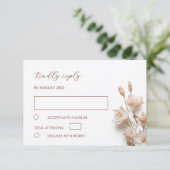 Blush 3D Boho FlowersWedding RSVP Kaartje (Staand voorkant)