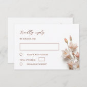 Blush 3D Boho FlowersWedding RSVP Kaartje (Voorkant / Achterkant)