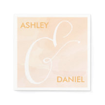 Blush Abrikoos Waterverf bruiloft servetten, perzi