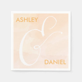 Blush Abrikoos Waterverf bruiloft servetten, perzi Servet