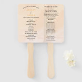 Blush Abrikozen Trouwprogramma Fan, Zachte perzik Handwaaier (Voorkant en achterkant)