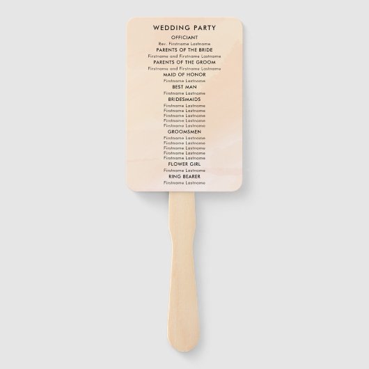 Blush Abrikozen Trouwprogramma Fan, Zachte perzik Handwaaier (Achterkant)