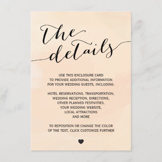 Blush Abrite Waterverf Invitation Enclosure Kaart (Voorkant)