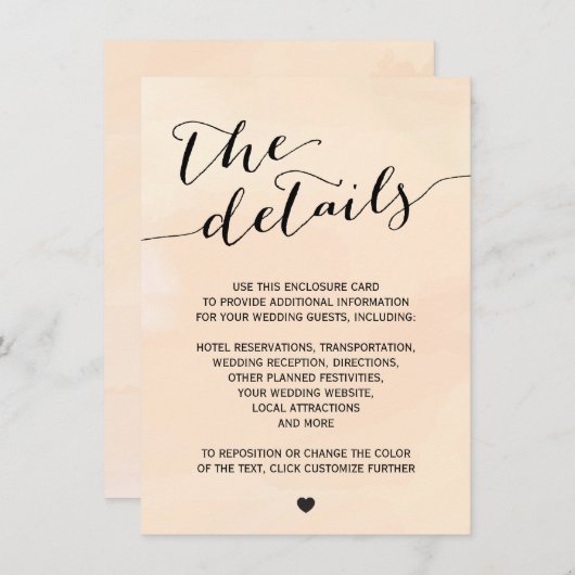 Blush Abrite Waterverf Invitation Enclosure Kaart (Voorkant / Achterkant)