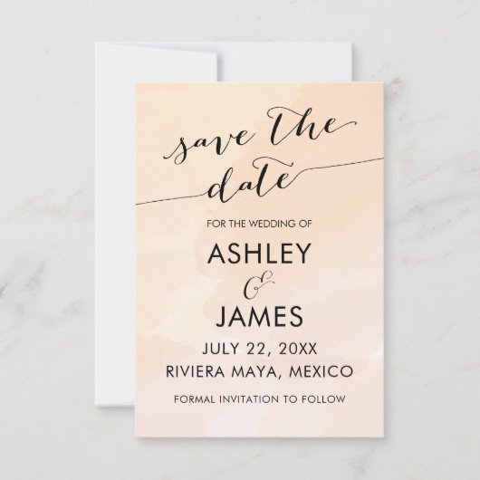Blush Abritish Waterverf Wedding Save the Date (Voorkant)