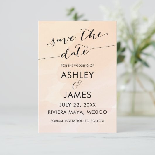 Blush Abritish Waterverf Wedding Save the Date (Staand voorkant)