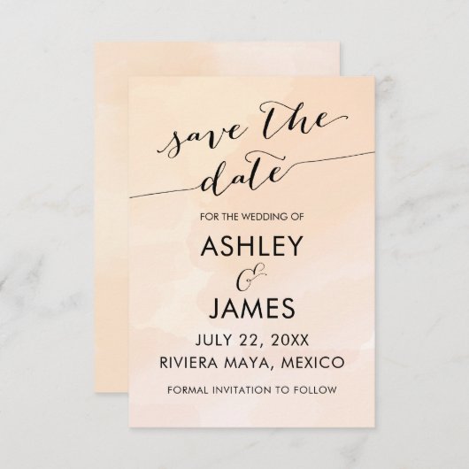 Blush Abritish Waterverf Wedding Save the Date (Voorkant / Achterkant)