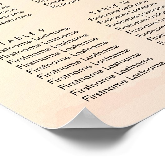 Blush Abritish Waterverf Wedding Seating Chart Poster (Hoek)