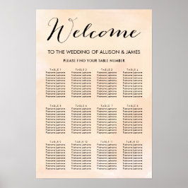 Blush Abritish Waterverf Wedding Seating Chart Poster