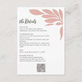 Blush Abstract Tropical Floral Leaf Wedding  Informatiekaartje