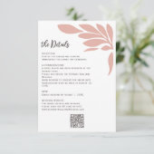 Blush Abstract Tropical Floral Leaf Wedding Informatiekaartje (Staand voorkant)