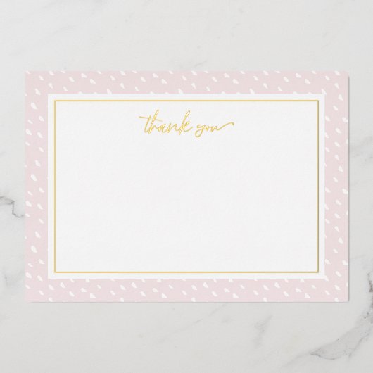 Blush Abstracte Stippen Dankjewel Folie Briefkaart (Voorkant)