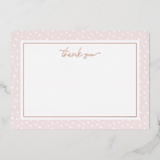 Blush Abstracte Stippen Hartelijk dank Folie brief Folie Feestdagenkaart (Voorkant)