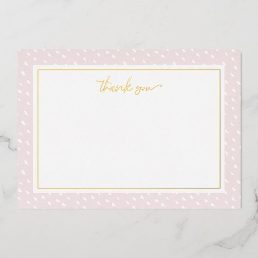 Blush Abstracte Stippen Hartelijk dank Folie brief Folie Feestdagenkaart (Voorkant)