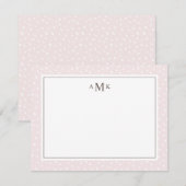 Blush Abstracte Stippen monogram Notitiekaartje (Voorkant / Achterkant)