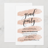Blush Abstracte strepen | Afstudeerpartij Kaart (Voorkant / Achterkant)