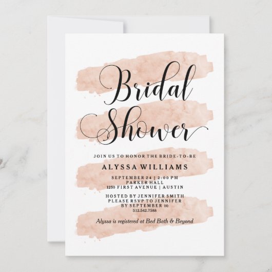 Blush Abstracte strepen | Vrijgezellenfeest Waterv Kaart (Voorkant)