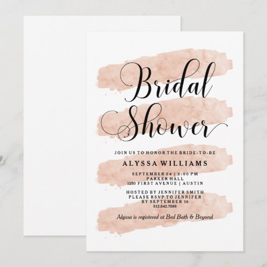 Blush Abstracte strepen | Vrijgezellenfeest Waterv Kaart (Voorkant / Achterkant)