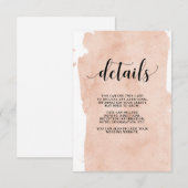 Blush Abstracte strepen | Wedding Guest Details Informatiekaartje (Voorkant / Achterkant)