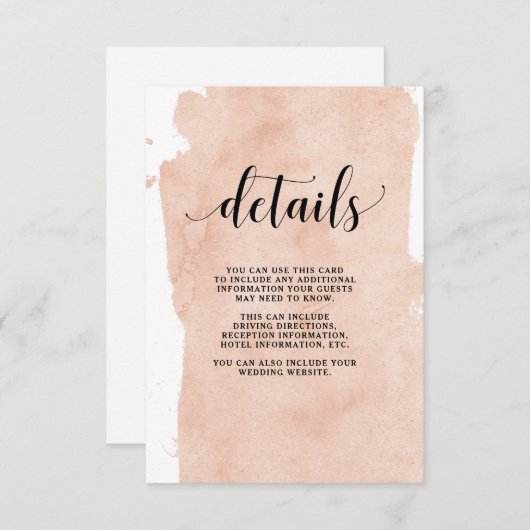 Blush Abstracte strepen | Wedding Guest Details Informatiekaartje (Voorkant / Achterkant)