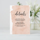 Blush Abstracte strepen | Wedding Guest Details Informatiekaartje (Staand voorkant)
