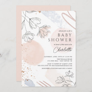 Blush Abstracte vormen Baby shower Kaart