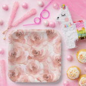 Blush Abstracte Waterverf Roos Elegant  Papieren Bordje (Feest)