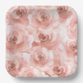 Blush Abstracte Waterverf Roos Elegant  Papieren Bordje (Voorkant)