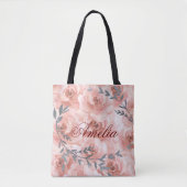 Blush Abstracte Waterverf Roos Legant  naam Tote Bag (Voorkant)