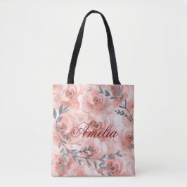 Blush Abstracte Waterverf Roos Legant  naam Tote Bag