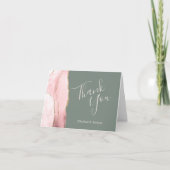 Blush Agaat Goud Diepe Salie Groene Bruiloft Dank  Kaart (Voorkant)