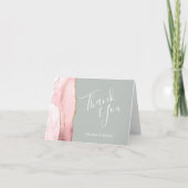 Blush Agaat Goud Sage Groene Bruiloft Dank u Kaart (Voorkant)