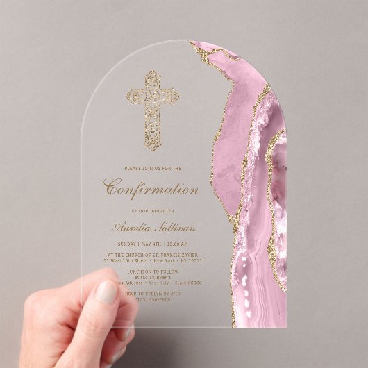 Blush Agate Bevestiging Acryl Uitnodigingen (Insitu (Draagbaar))