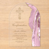 Blush Agate Bevestiging Acryl Uitnodigingen (Voorkant)