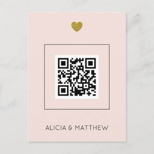Blush All in One Weddenschap met QR-code Briefkaart (Voorkant)
