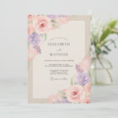 Blush Amethyst Geschilderde Bruiloft Kaart (Staand voorkant)