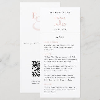 Blush Ampersand Bruiloft | QR Code | Elegant Menu
