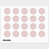 Blush Ampersand Huwelijk | Monogram Ronde Sticker (Vel)
