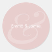 Blush Ampersand Huwelijk | Monogram Ronde Sticker (Voorkant)