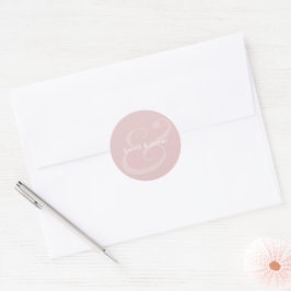 Blush Ampersand Huwelijk | Monogram Ronde Sticker