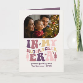 Blush and Berry Fun Retro Christmas Photos Feestdagen Kaart